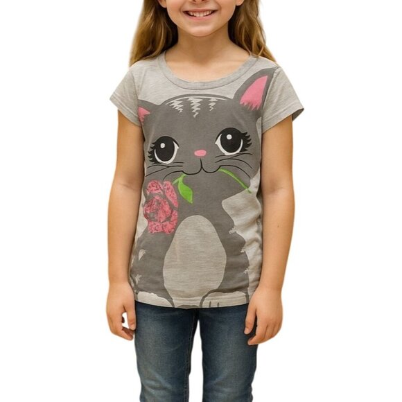 L.A. Conduct Other - L.A. Conduct Size Large Gray Cat Graphic Tee For Girls